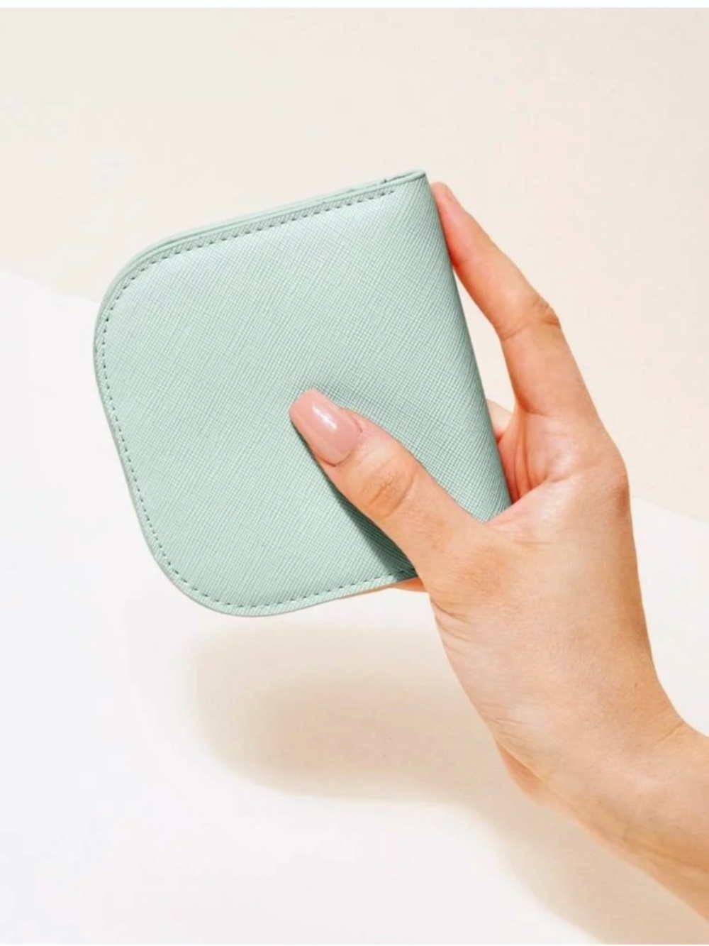 Poketo Vegan Saffiano Leather Dome Wallet In Mint